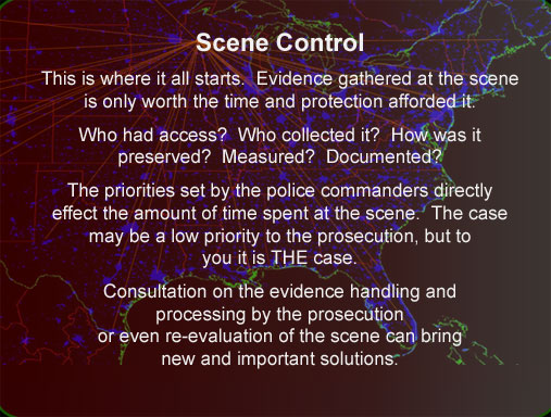 Crime scene control and evidence collection